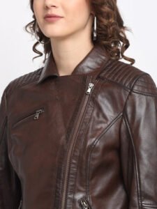 Classic Women's Brown Biker Jacket